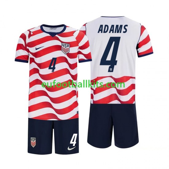 USA Tyler Adams 4 Home Football Shirts World Cup 2026 Kids LS