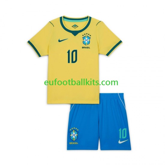 Brazil Vinicius Junior 10 Home Football Shirts World Cup 2026 Kids LS