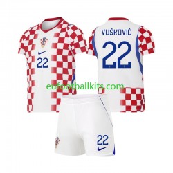 Croatia Luka Vuskovic 22 Home Football Shirts World Cup 2026 Kids LS