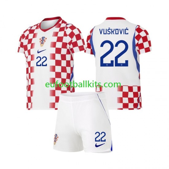 Croatia Luka Vuskovic 22 Home Football Shirts World Cup 2026 Kids LS