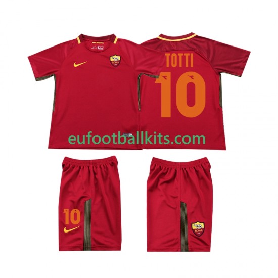 AS Roma Totti 10 Retro Home Football Shirts 2017-2018 Kids LS