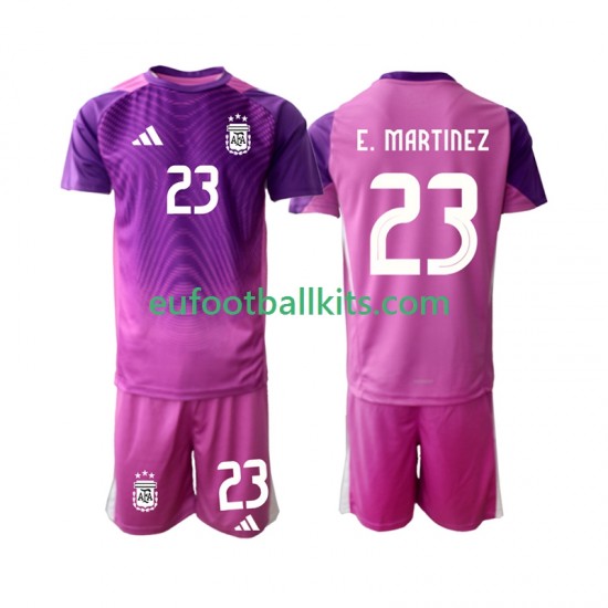 Argentina Goalkeeper Emiliano Martinez 23 Home Football Shirts 2025 Kids LS