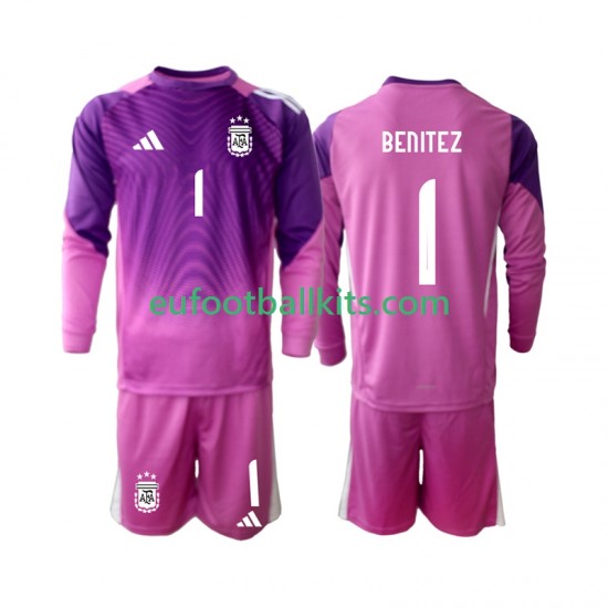 Argentina Goalkeeper Walter Daniel Benitez 1 Home Football Shirts 2025 Kids SS