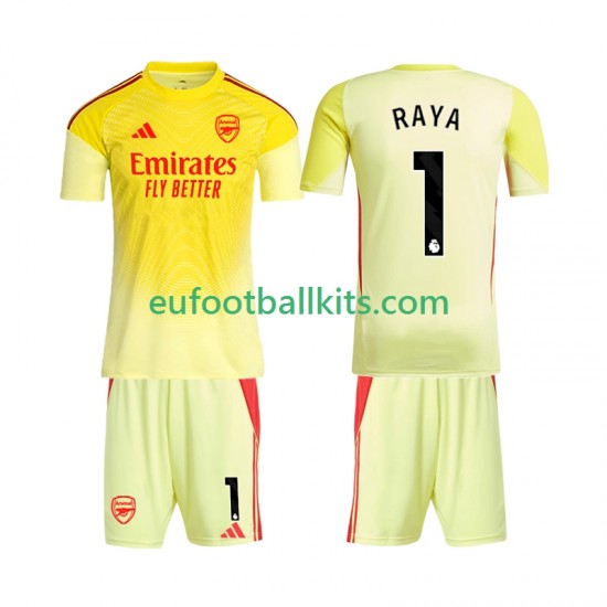 Arsenal Goalkeeper Raya 1 Home Football Shirts 2025-2026 Kids LS