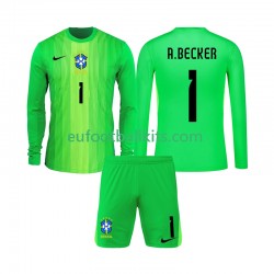 Brazil Goalkeeper Alisson Becker 1 Home Football Shirts 2026 Kids SS