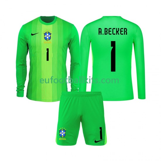Brazil Goalkeeper Alisson Becker 1 Home Football Shirts 2026 Kids SS