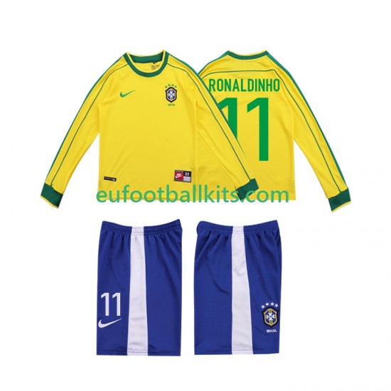 Brazil RONALDINHO 11 Home Football Shirts Retro 1998 Kids SS