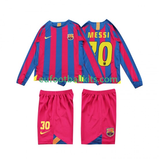 FC Barcelona Lionel Messi 10 Retro Home Football Shirts 2005 2006 Kids SS