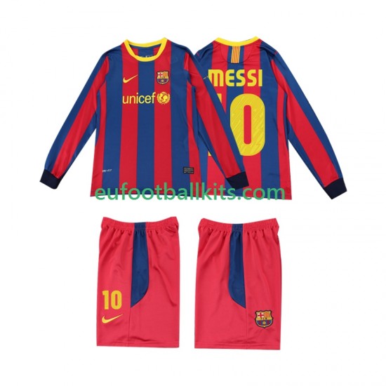 FC Barcelona Lionel Messi 10 Retro Home Football Shirts 2010 2011 Kids SS