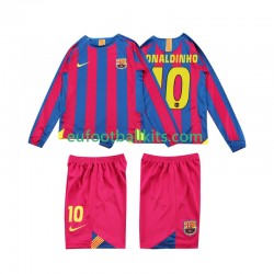 FC Barcelona RONALDINHO 10 Retro Home Football Shirts 2005 2006 Kids SS
