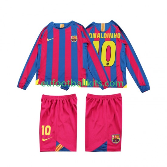 FC Barcelona RONALDINHO 10 Retro Home Football Shirts 2005 2006 Kids SS