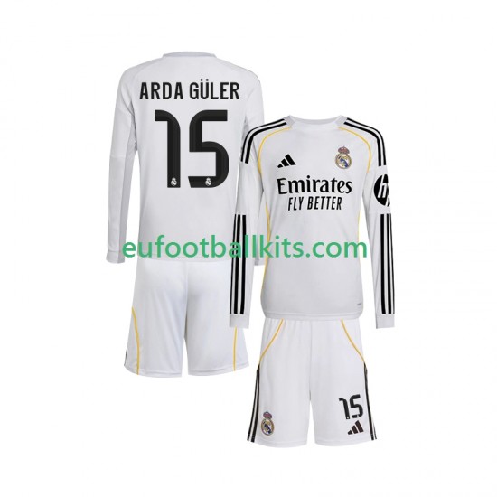 Real Madrid Arda Guler 15 Home Football Shirts 2025-2026 Kids SS