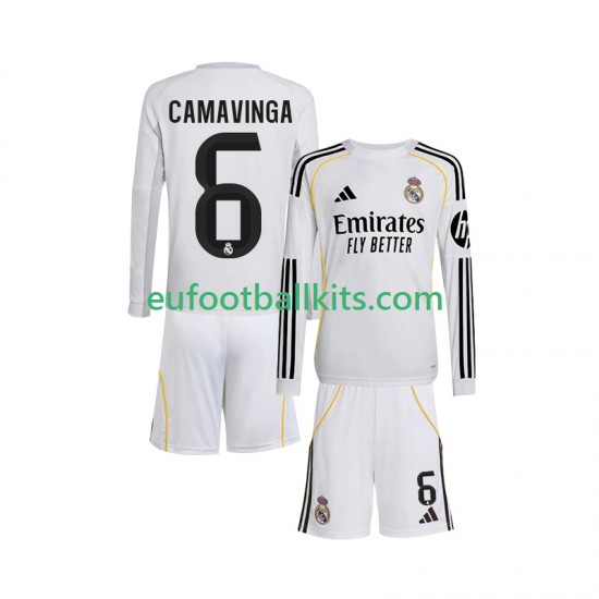 Real Madrid Camavinga 6 Home Football Shirts 2025-2026 Kids SS