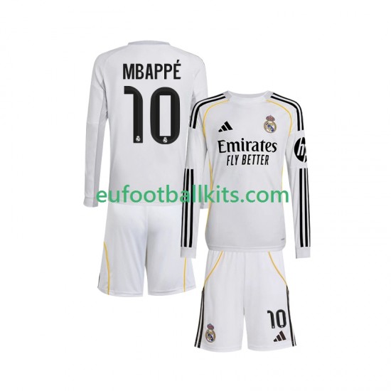 Real Madrid Kylian Mbappe 10 Home Football Shirts 2025-2026 Kids SS