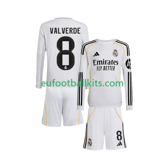 Real Madrid Valverde 8 Home Football Shirts 2025-2026 Kids SS