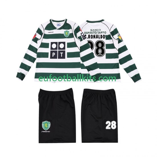 Sporting CP Cristiano Ronaldo 28 Retro Home Football Shirts 2001 2003 Kids SS