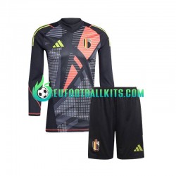 Belgium Goalkeeper Home Football Shirts Blackcolor Euro 2024 Kids SS