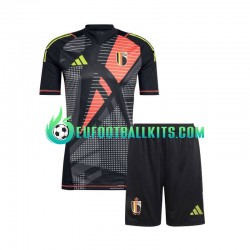 Belgium Goalkeeper Home Football Shirts Blackcolor Euro 2024 Kids LS
