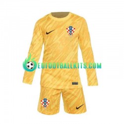 Croatia Goalkeeper Home Football Shirts Yellowcolor Euro 2024 Kids SS