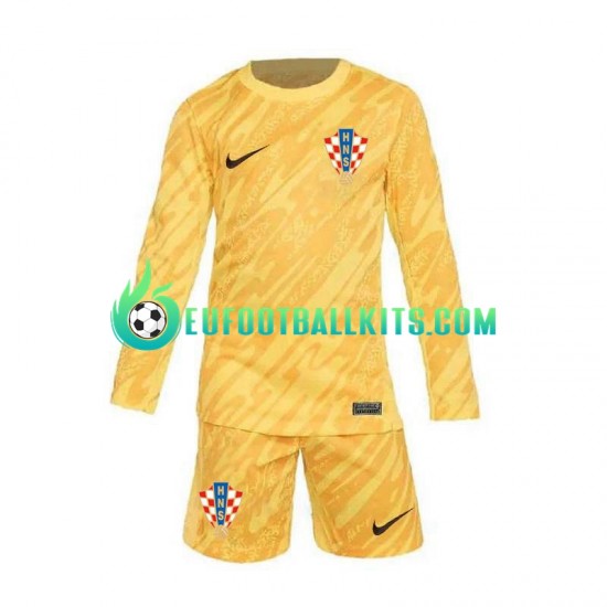 Croatia Goalkeeper Home Football Shirts Yellowcolor Euro 2024 Kids SS