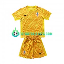 Croatia Goalkeeper Home Football Shirts Yellowcolor Euro 2024 Kids LS