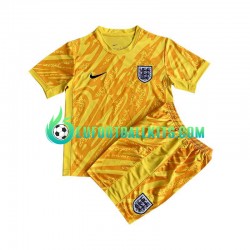 England Goalkeeper Away Football Shirts Yellowcolor Euro 2024 Kids LS