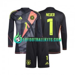 Germany Goalkeeper Manuel Neuer 1 Home Football Shirts Blackcolor Euro 2024 Kids SS