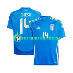 Italy Chiesa 14 Home Football Shirts Bluecolor Euro 2024 Men LS