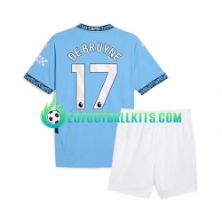 Manchester City Kevin De Bruyne 17 Bluecolor Home Football Shirts 2024-2025 Kids LS