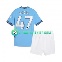 Manchester City Phil Foden 47 Bluecolor Home Football Shirts 2024-2025 Kids LS