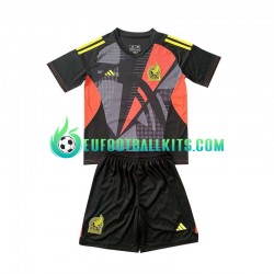 Mexico Goalkeeper Home Football Shirts Blackcolor 2024 Kids LS