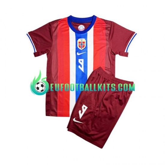 Norway Erling Haaland 9 Home Football Shirts Redcolor 2024 Kids LS