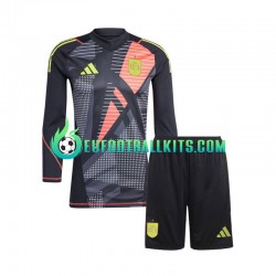 Spain Goalkeeper Away Football Shirts Blackcolor Euro 2024 Kids SS