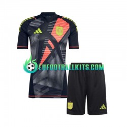 Spain Goalkeeper Away Football Shirts Blackcolor Euro 2024 Kids LS