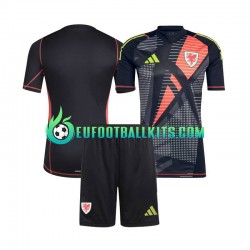 Wales Goalkeeper Home Football Shirts Blackcolor 2024 Kids LS