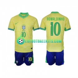 Brazil Ronaldinho 10 Home Football Shirts 2024 Kids LS