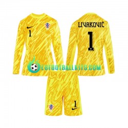 Croatia Goalkeeper DOMINIK LIVAKOVIC 1 Home Football Shirts Euro 2024 Kids SS