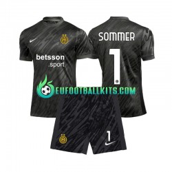 Inter Milan Goalkeeper Yann Sommer 1 Third Football Shirts 2024-2025 Kids LS