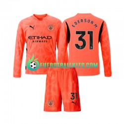 Manchester City Goalkeeper Ederson Moraes 31 Away Football Shirts 2024-2025 Kids SS