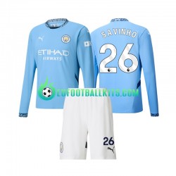 Manchester City Savinho 26 Home Football Shirts 2024-2025 Kids SS