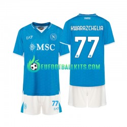 Napoli Khvicha Kvaratskhelia 77 Home Football Shirts 2024-2025 Kids LS