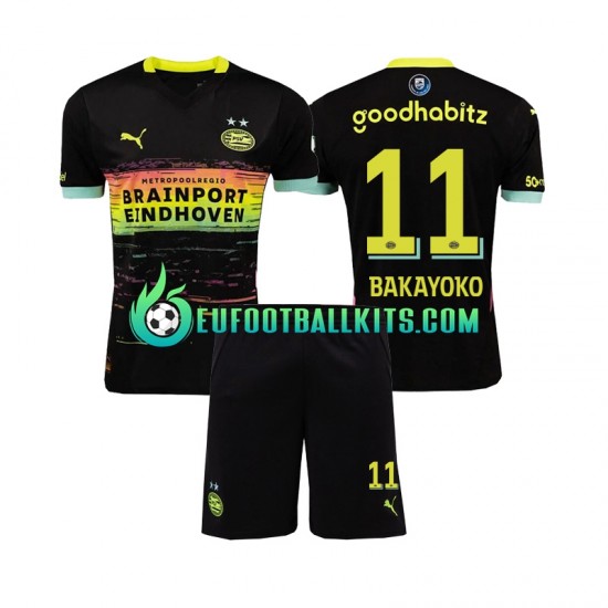 PSV Eindhoven Johan Bakayoko 11 Away Football Shirts 2024-2025 Kids LS