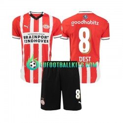 PSV Eindhoven Sergino Dest 8 Home Football Shirts 2024-2025 Kids LS